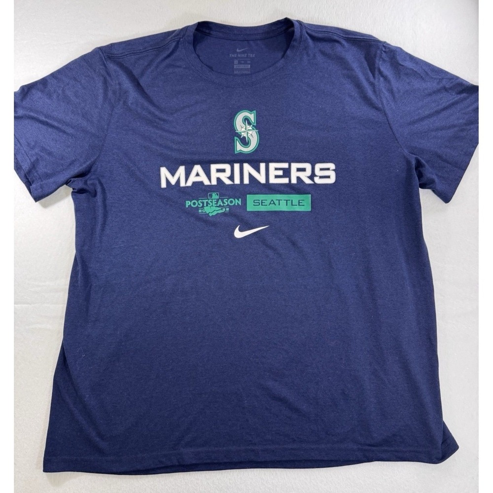 Nike Dri Fit Mens Seattle Mariners 2022 Post Season 2XL Blue Short Sleeve Tee